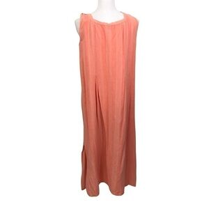 April Cornell Sleeveless Loose Fitting Lagenlook Coral Orange Dress
